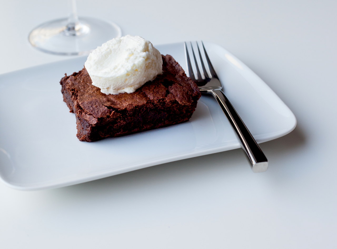 Brownie with Mint Whip Cream by Chef Larry Milner