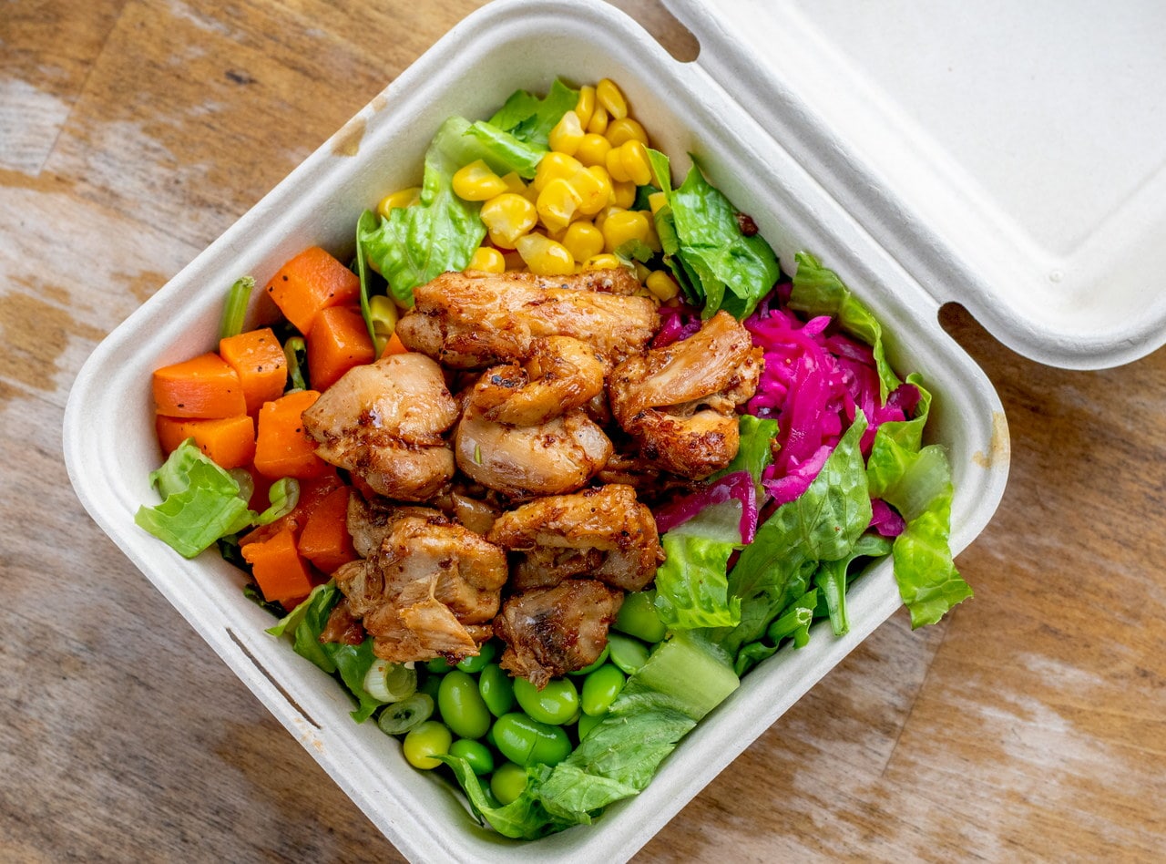 House Salad with Gluten Free Stir-Fried Chicken by Chef Kyungmin Lee