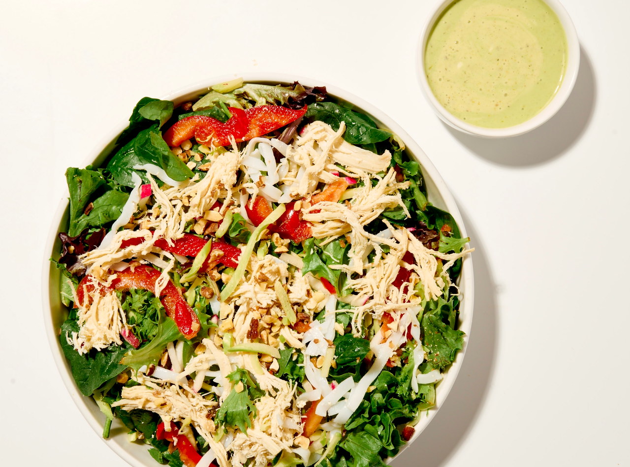 Grab 'n Go Green Curry Salad Bowl with Noodles and Chicken by Chef Matt Hunt