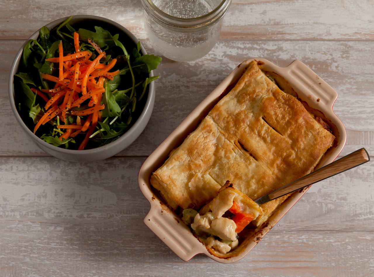 Veggie and Squash Pot Pie with Arugula Salad by Chef Katie Cox