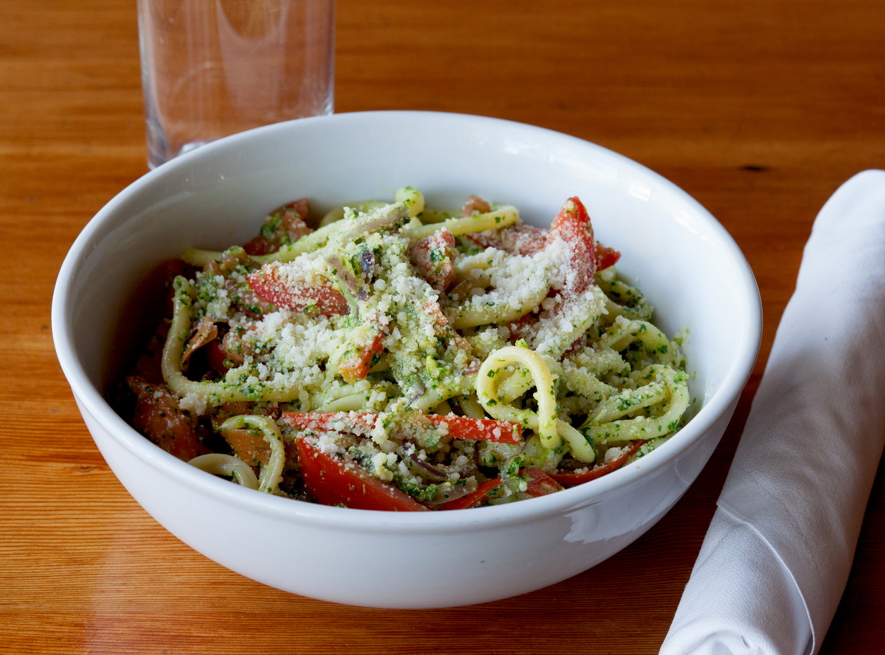 Bucatini with Rapini Pesto by Chef Ethan Stowell
