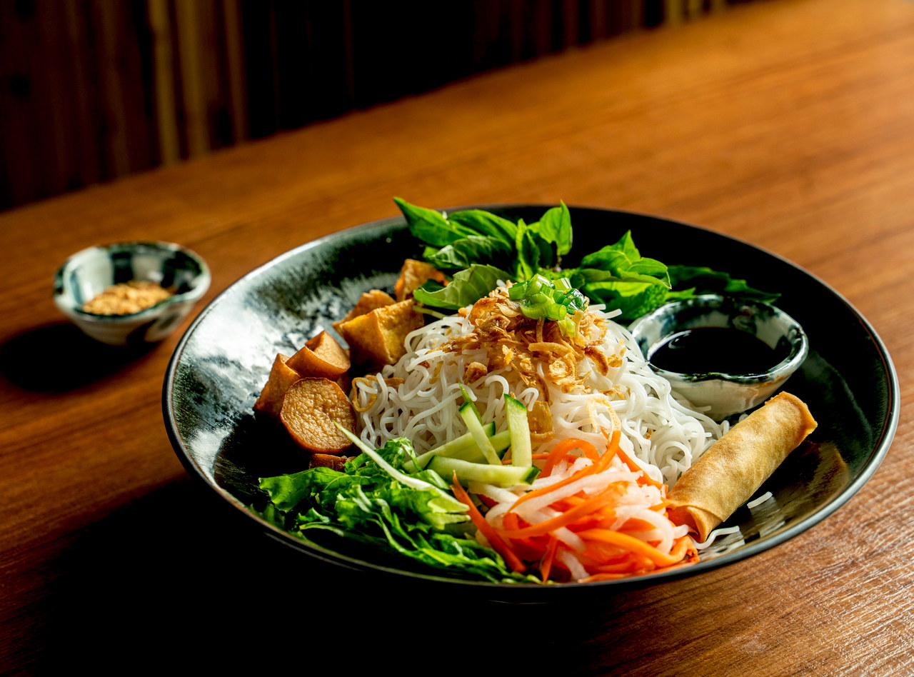 Tofu and Mushroom Vermicelli Bowl by Chef Kevin Nguyen