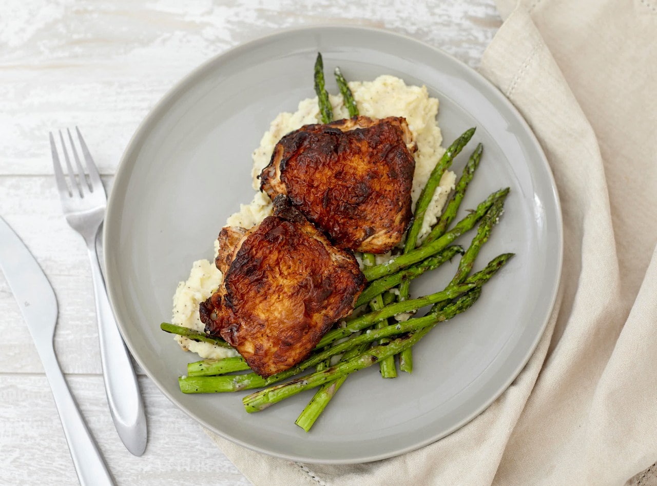 Lemon Roasted Chicken with Asparagus by Chef Katie Cox
