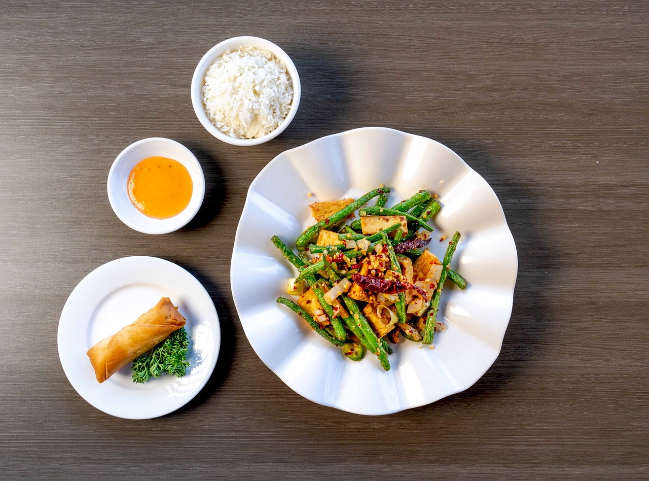 Szechuan Style Green Beans with Tofu Plate by Chef James Zhou