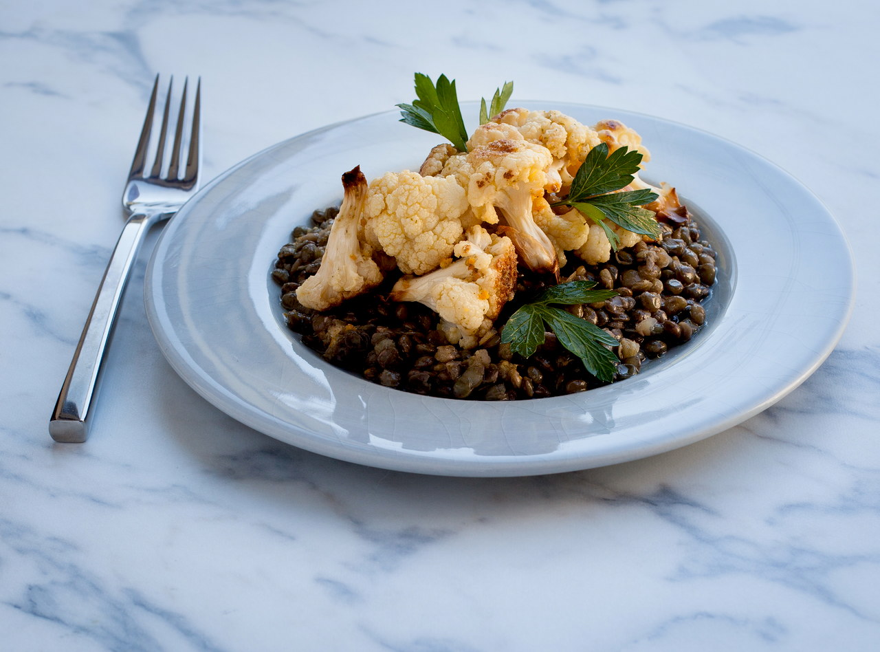 Roasted Cauliflower and Green Lentil Salad by Chef Lisa Nakamura