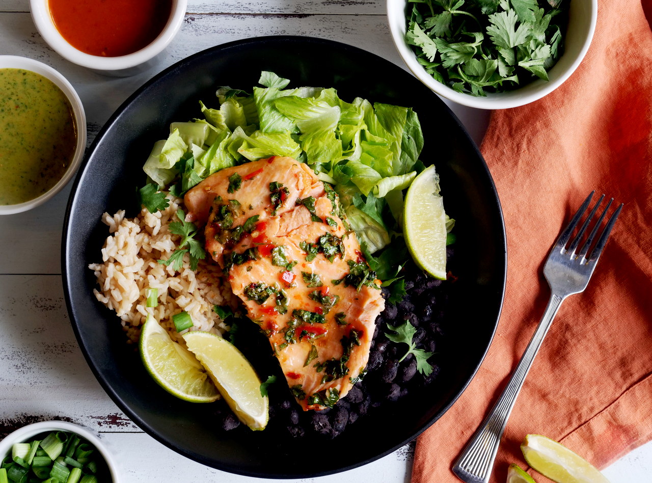 Grab 'n Go Caribbean Salmon Quinoa Bowl by Chef Mulu Abate