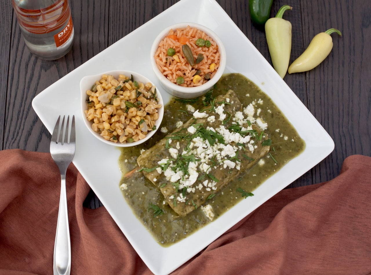 Vegan Enchiladas Verdes Boxed Lunch by Chef Frankie Morales - Cocina