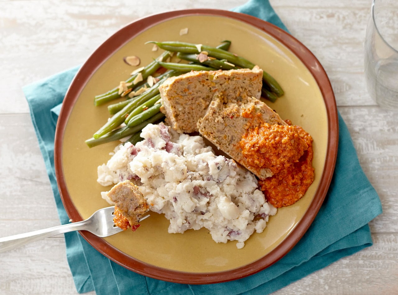 Turkey Meatloaf with Smashed Potatoes & Green Beans by Chef Jenn Strange