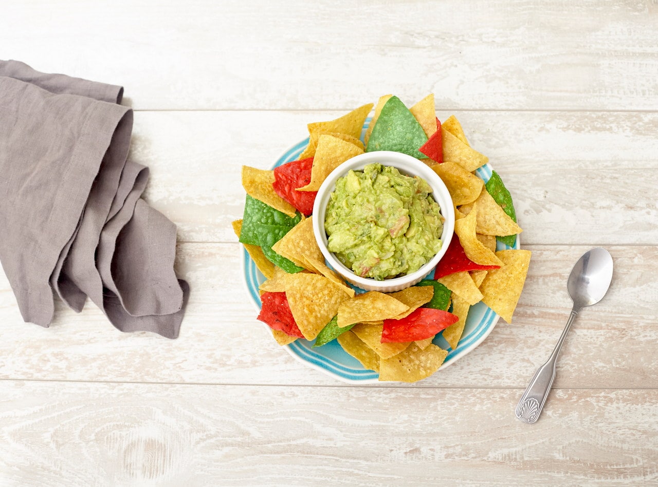 Individual Guacamole and Tortilla Chips by Chef Frankie Morales