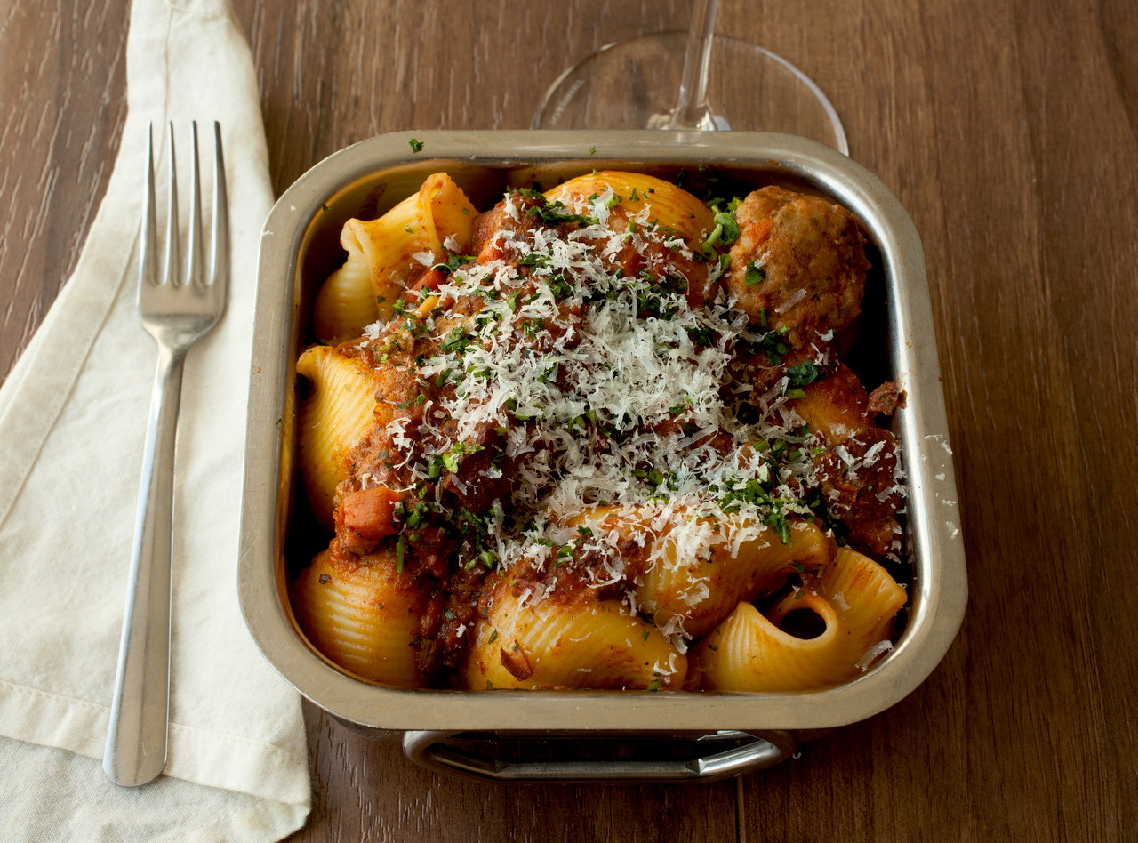 Pasta Bolognese with Veal Meatballs by Chef Aleks Dimitrijevic