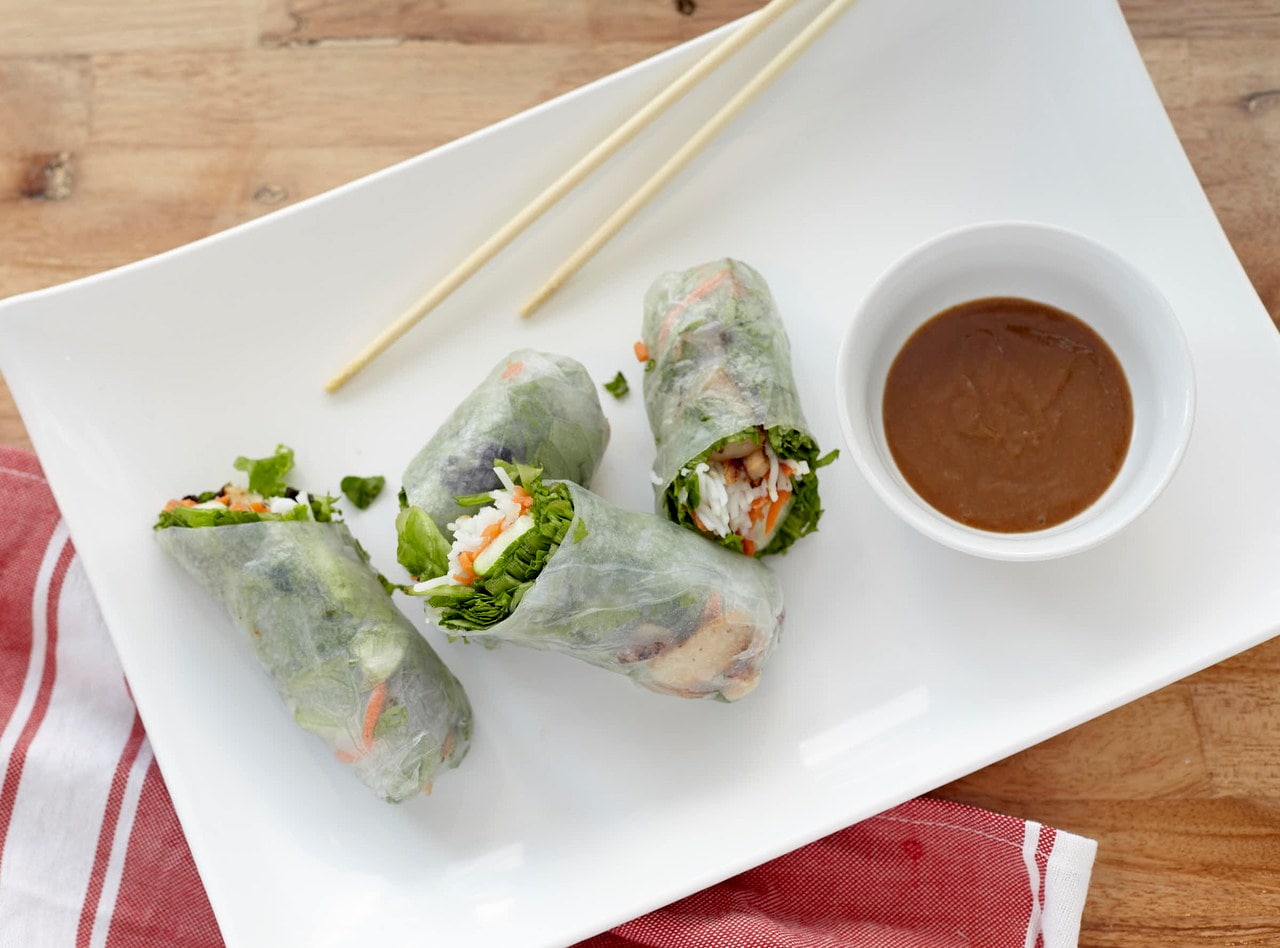 Chicken Spring Rolls with GF Honey-Lime Sauce by Chef John Tran