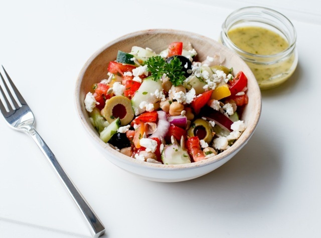 Greek Vegetable & Garbanzo Bean Salad by Chef Prakash Niroula