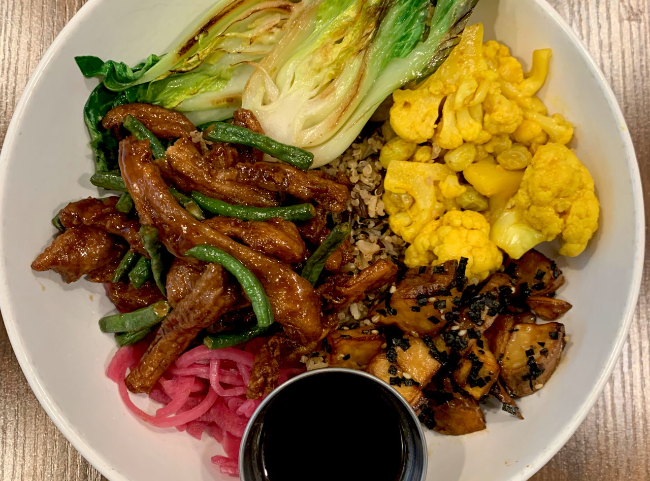 BYO Orange Soy Curls Bloom Rice Bowl by Chef Carlos Beltre