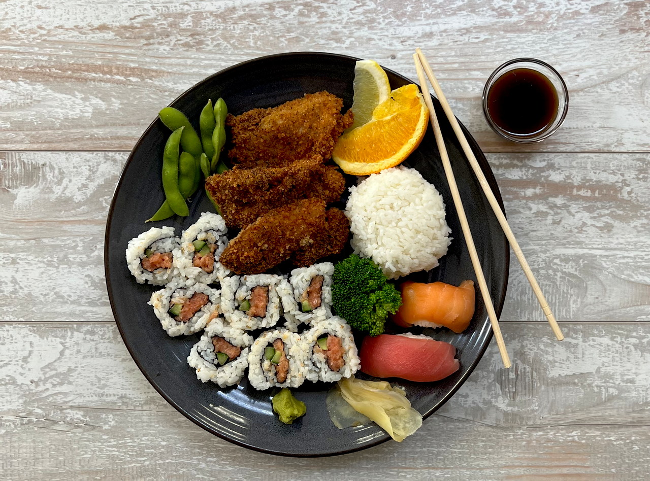 Chicken Katsu and Sushi Combo Bento by Chef Saki Narusaka