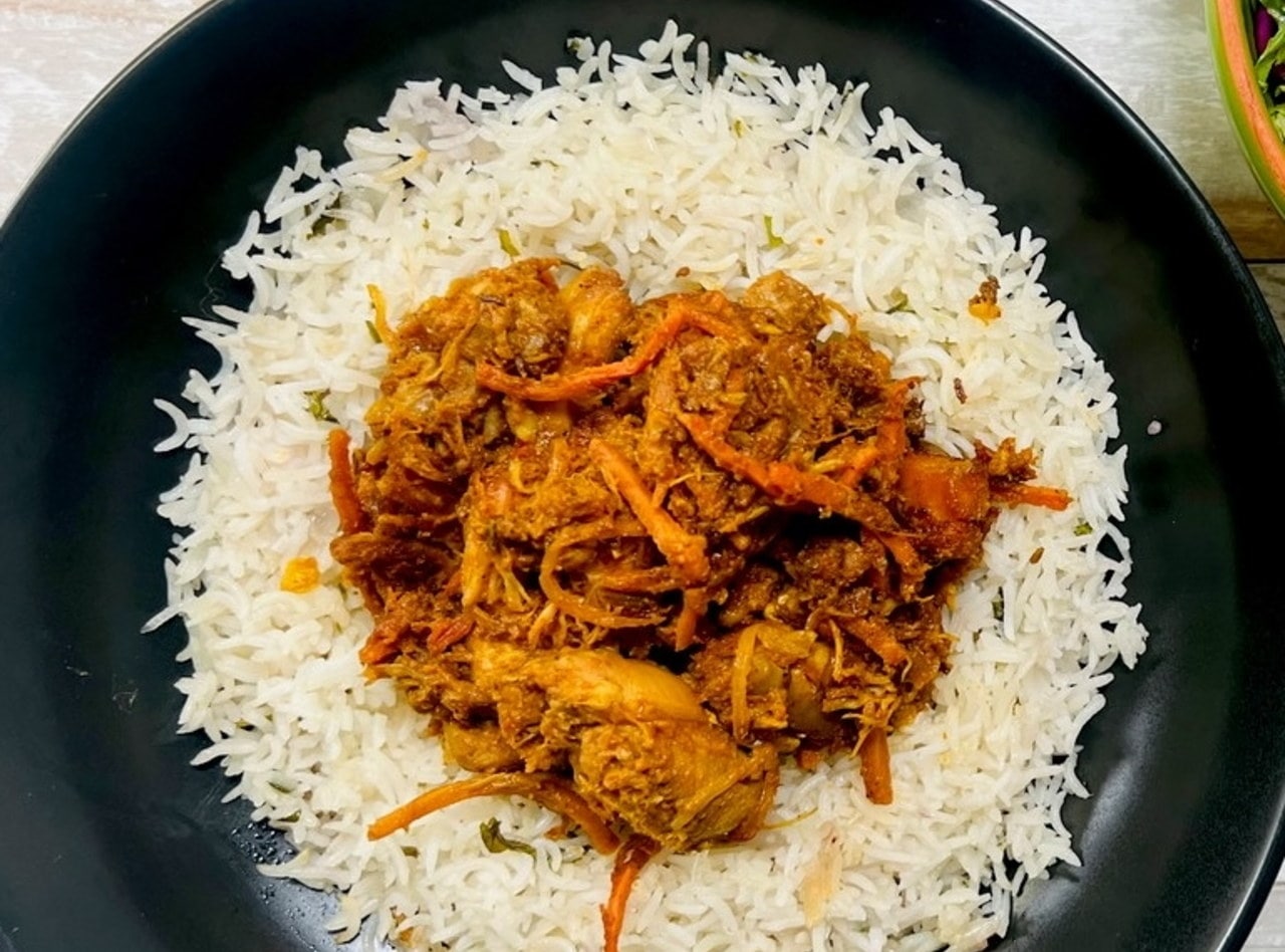 Gluten Free Chicken Masala Rice Bowl by Chef Anubha Singh - White Center