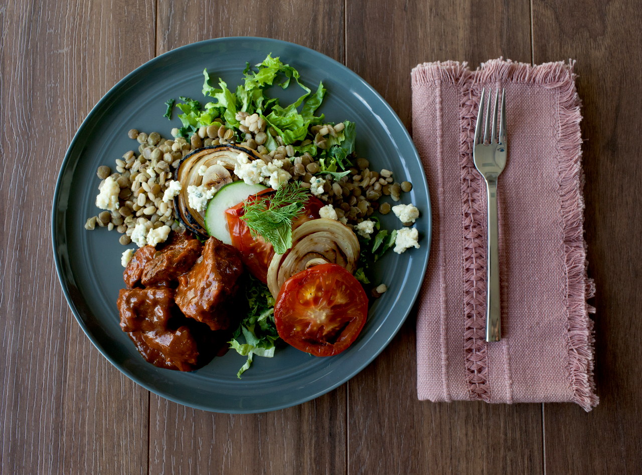Lentil, Gorgonzola and Sirloin Steak Salad by Chef Amanda Sue